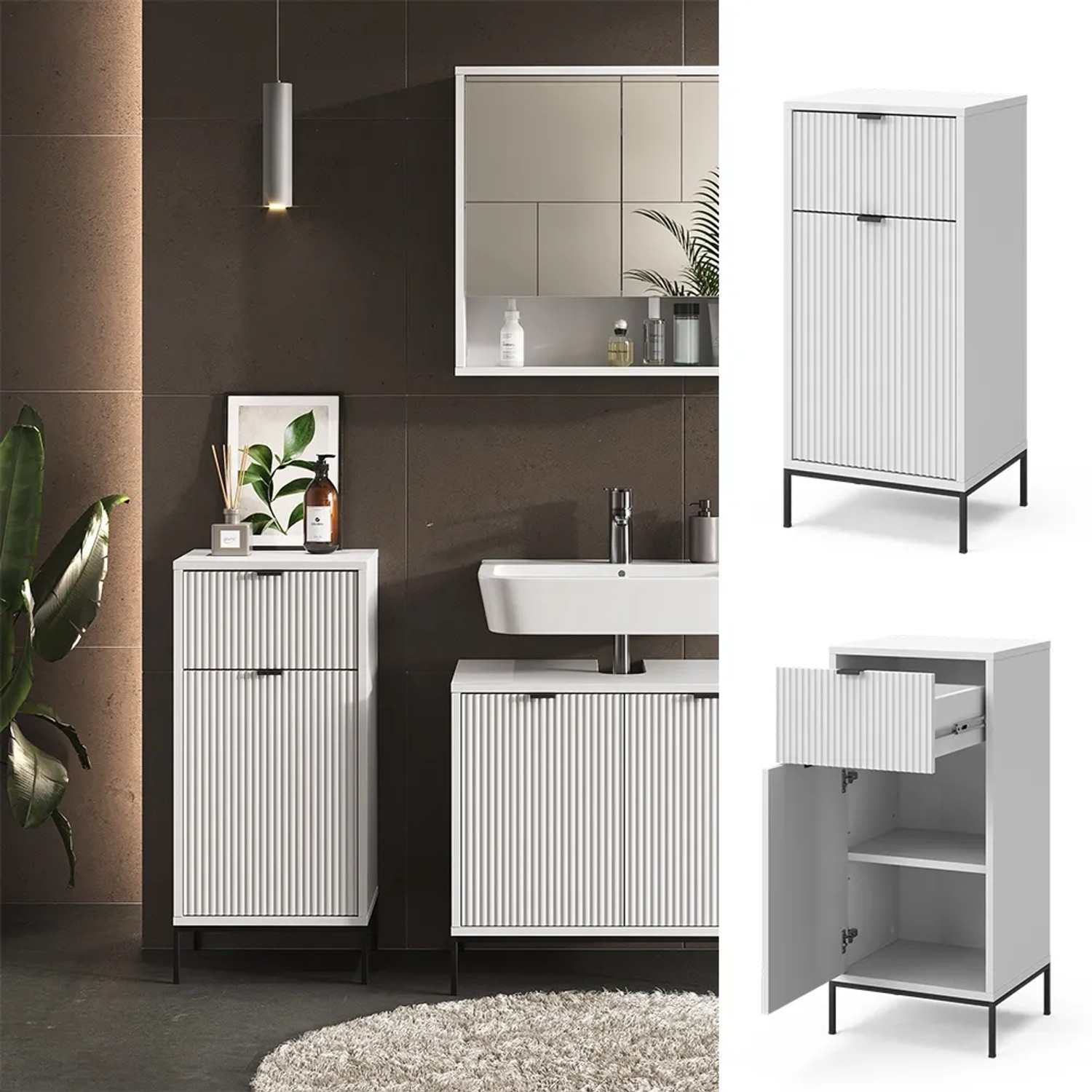 Vicco Badezimmer Midischrank Eliza 40 cm breit Weiß kaufen bei OBI