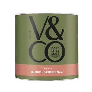 V&CO Premium-Innenfarbe Dead Flat Matt Orange Farbton 3 Tonerde 2,5 l