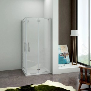 Duschparadies Duschkabine Eckeinstieg 100 x 100 x 195cm Duschabtrennung Duschwand 6mm Nano Glas Dusche
