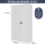 DELUKE Werkzeugschrank mit Lochwand, 5 Ebenen, abschließbar, Metall, 185x92x50cm, Grau.