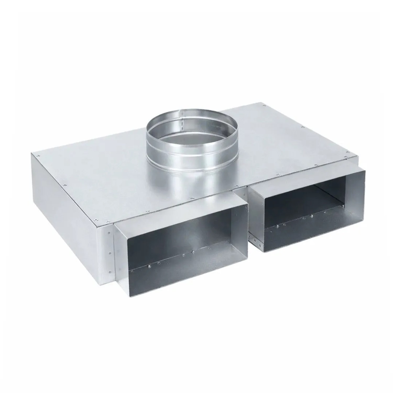 Subtiel Flachkanal Verteiler 200 x 90 mm Zwei Eingänge Ein Ausgang Ø 160 mm