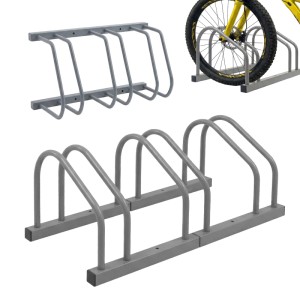 Relaxdays Fahrradständer Stahl Silber für 3 Fahrräder Boden und Wandmontage 27 cm x 75 cm x 24 cm