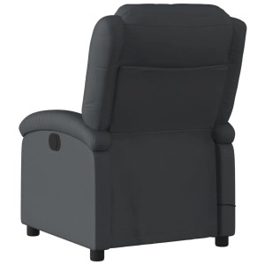 Schwarzer Massagesessel aus Echtleder, Rückansicht. Relaxsessel mit Vibrationsmassage.