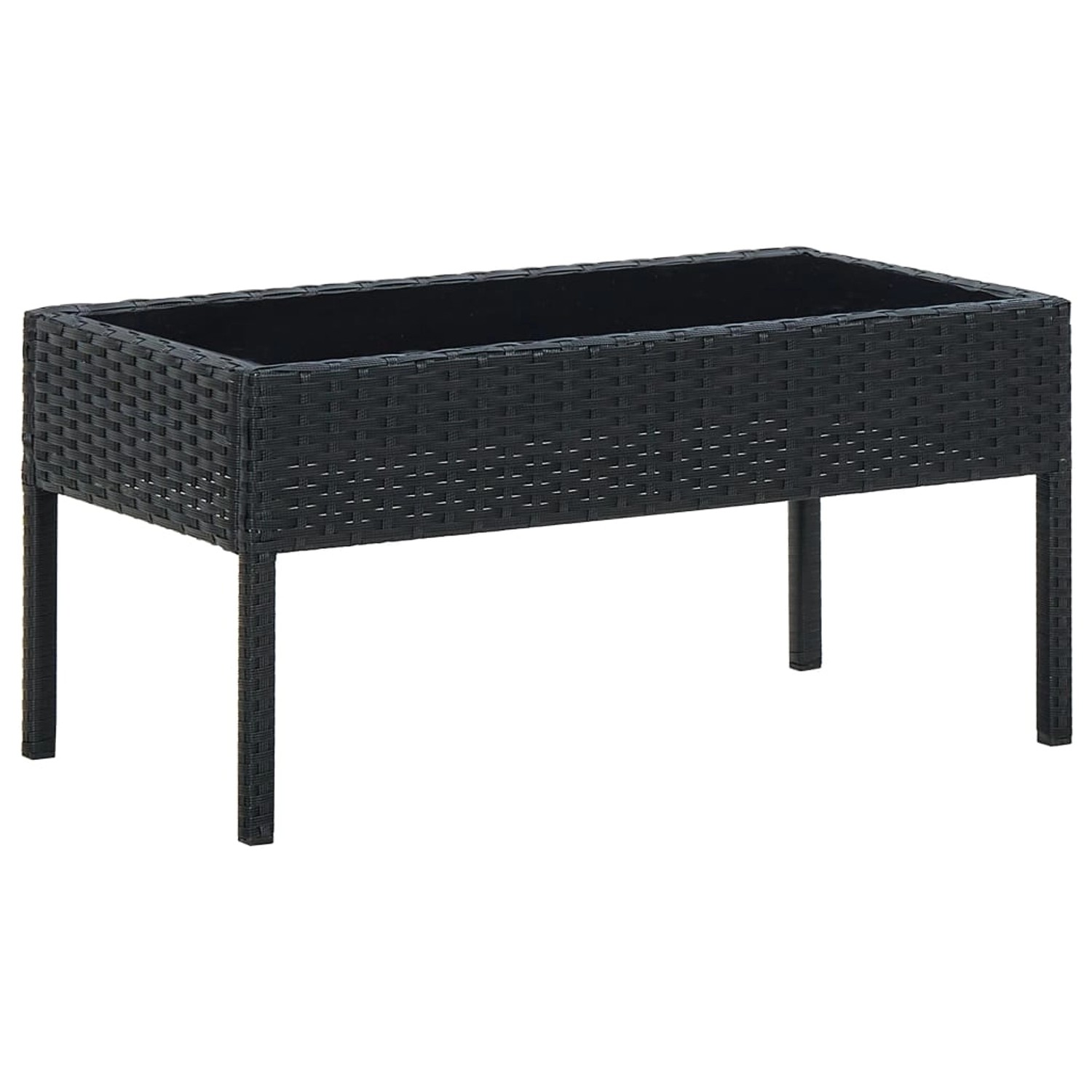 vidaXL Gartentisch Schwarz 75x40x37 cm Poly Rattan 45904