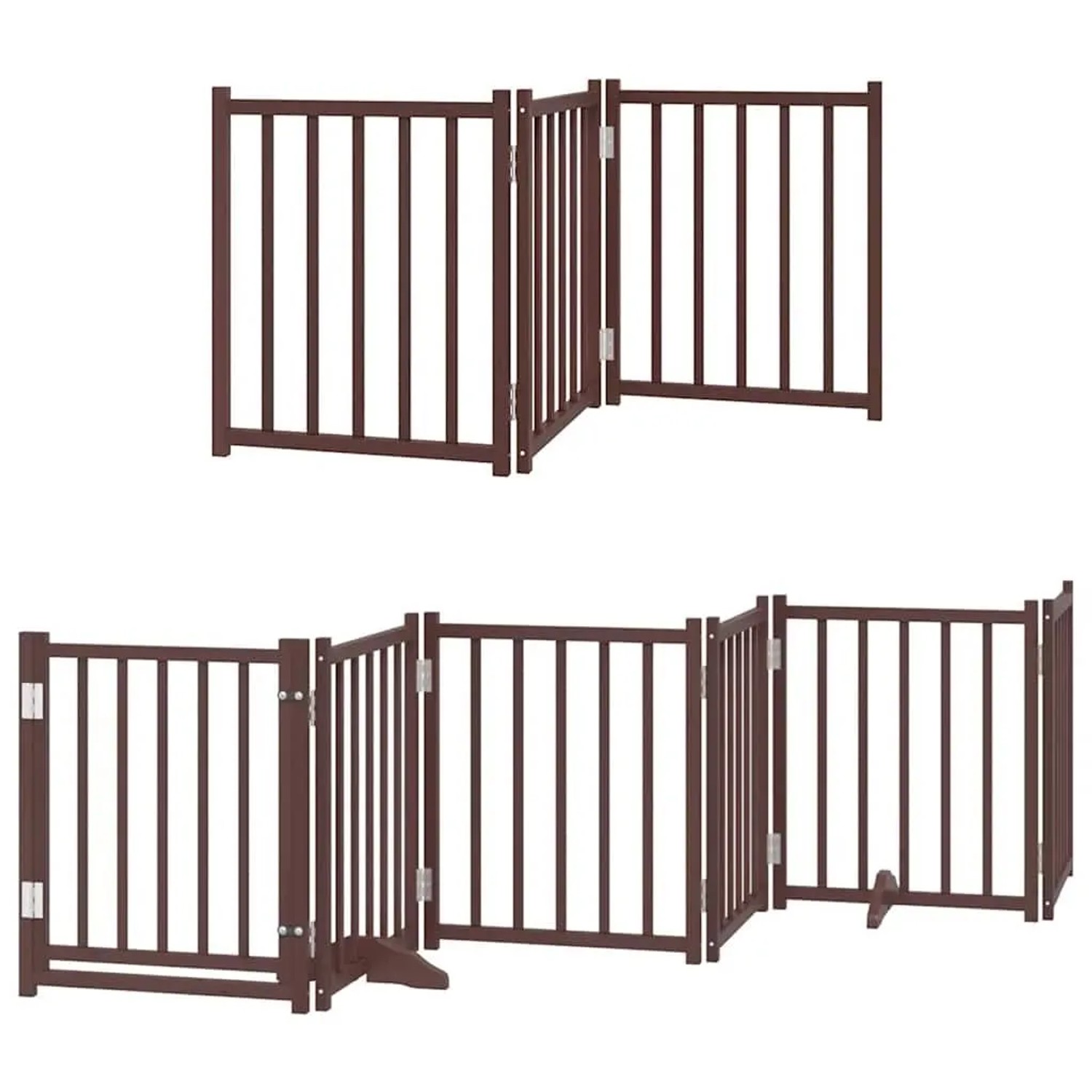vidaXL 15 Tlg Hundetor mit Tür Faltbar Braun 750 cm Pappelholz 3155717