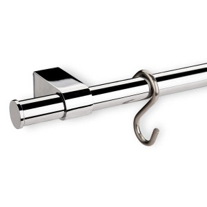 SOTECH Küchenreling aus poliertem Chrom, 600 mm, mit S-Haken. Ideal für Küchenutensilien.