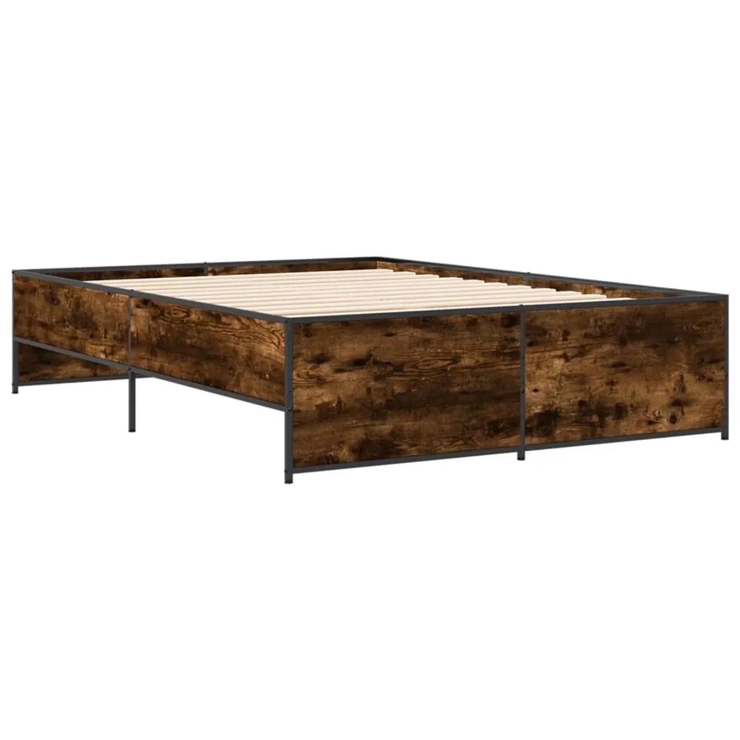 vidaXL Bettgestell Räuchereiche 135x190 cm Holzwerkstoff und Metall 3279904 günstig online kaufen