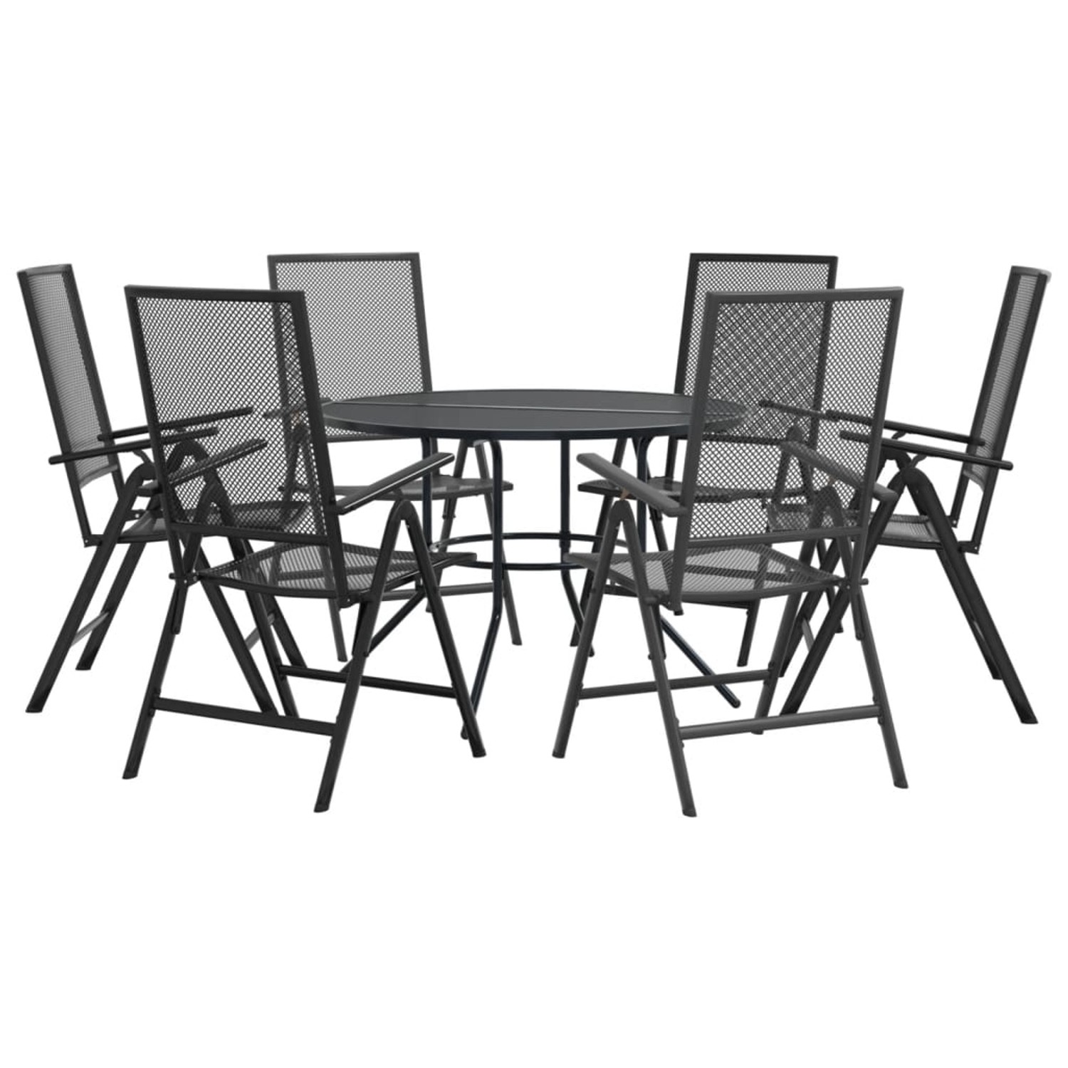 vidaXL Gartenstuhl-Set 7-Tlg Verstellbar Pulverbeschichteter Stahl 3283763 günstig online kaufen