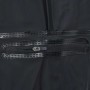 Detailaufnahme: Schwarze vidaXL Wathose mit Reißverschlusstasche und verstellbaren Trägern.