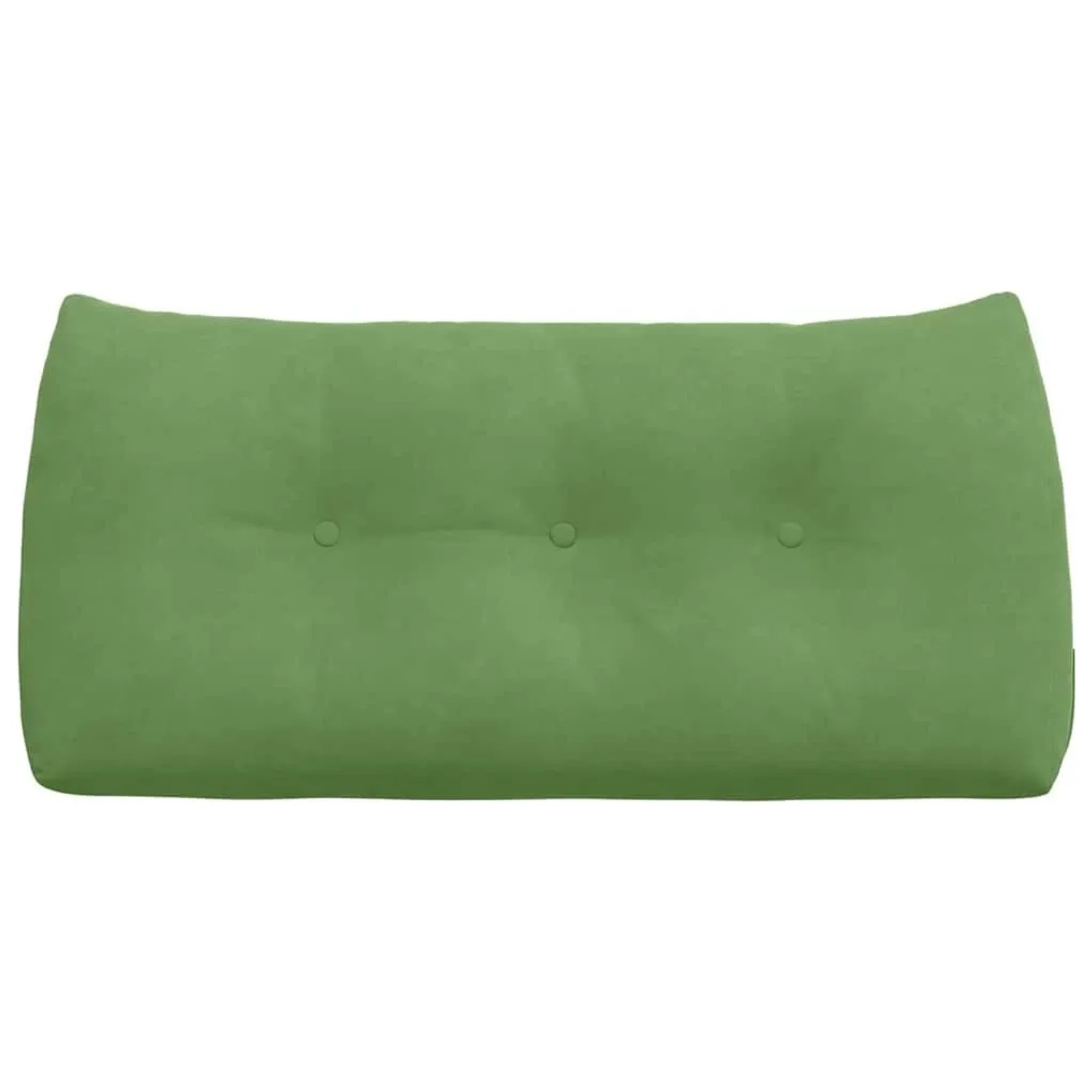 Hellgrünes Samt-Rückenkissen mit drei Knöpfen, 100x50 cm. Ideal für Sofa und Bett.