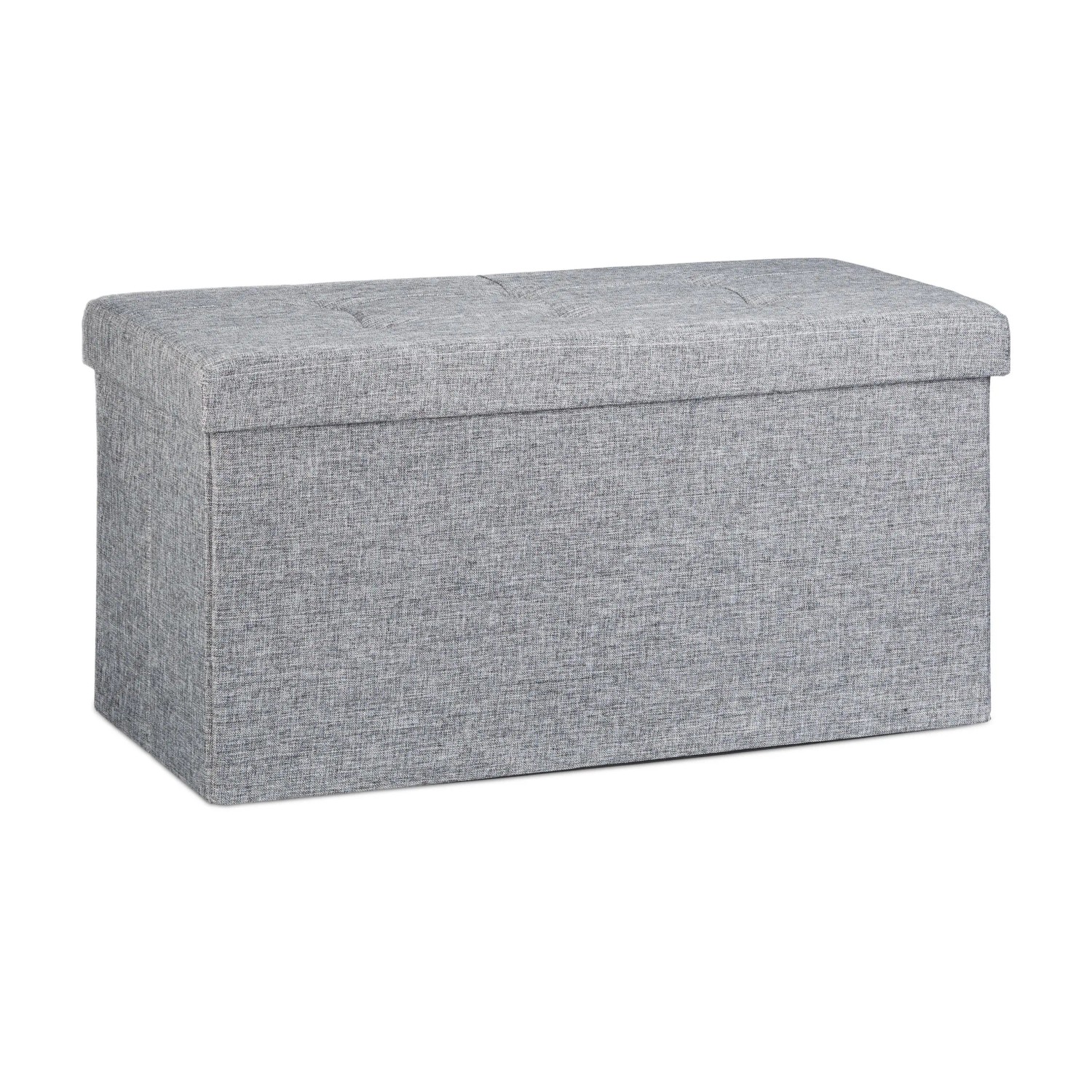 Relaxdays Sitzbank Leinen Grau Faltbar 38 cm x 76 cm x 38 cm
