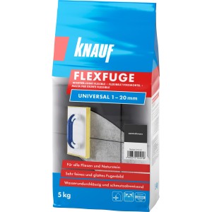 Knauf Flexfuge Universal Samtschwarz 5 kg: Flexibler Fugenmörtel für Fliesen und Naturstein.