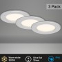 Brilo LED-Einbauleuchte Thin 3er-Set, chrom-matt, warmweiß. Einbaustrahler für Bad & Wohnraum.