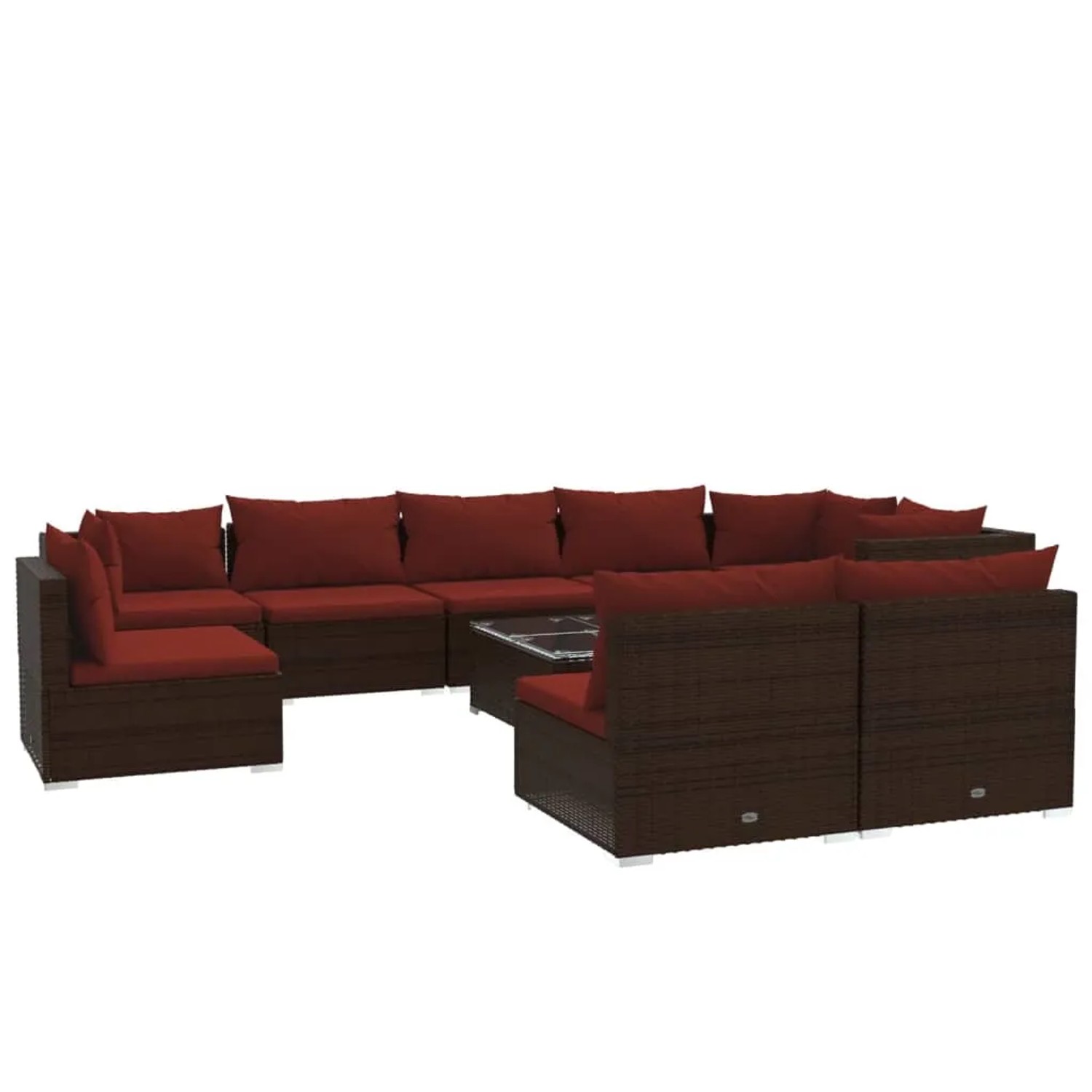 vidaXL 10-Tlg Garten-Lounge-Set mit Kissen Poly Rattan Braun 3102571