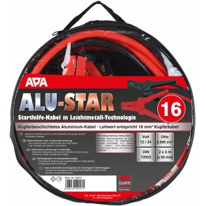 APA Starthilfekabel Alu Star in Tasche: Leichtes Überbrückungskabel mit Polzangen für Pannenhilfe.