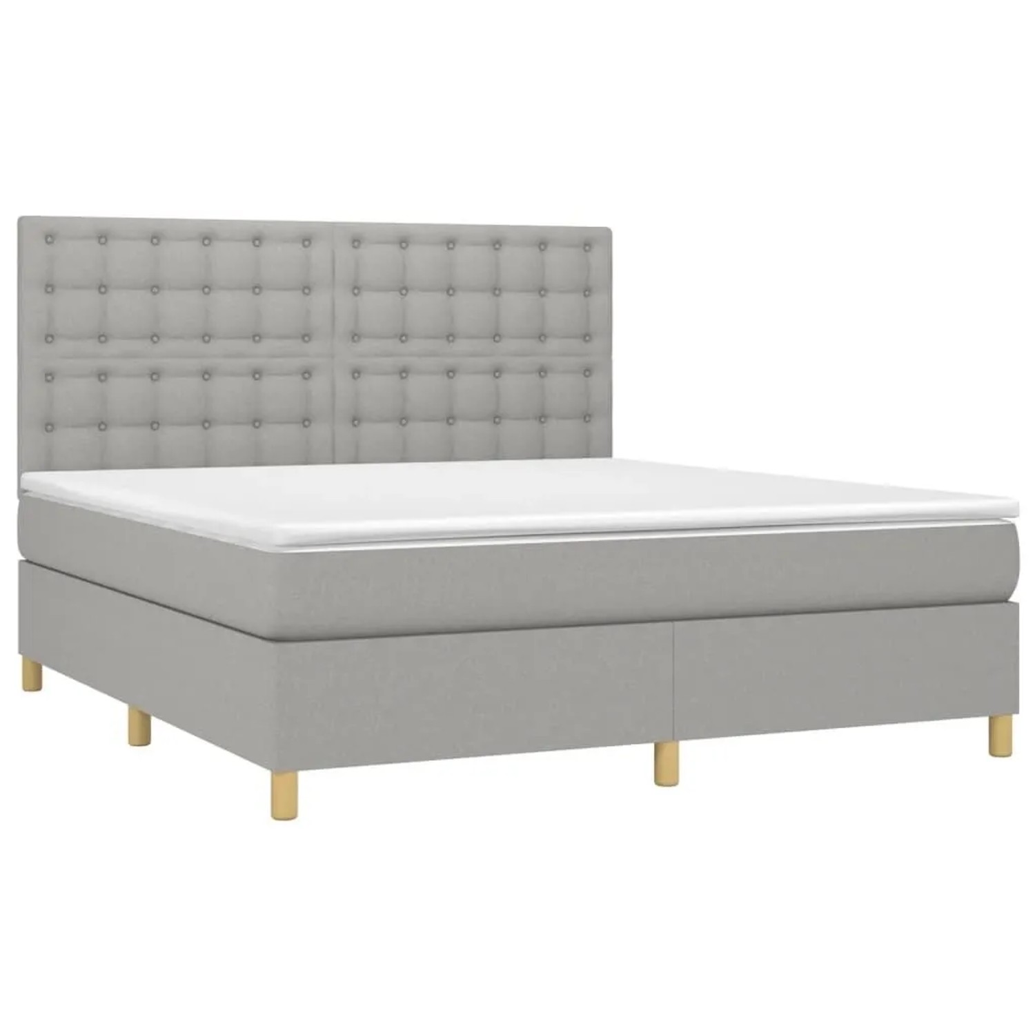 vidaXL Boxspringbett mit Matratze & LED Hellgrau 180x200 cm Stoff 3135773