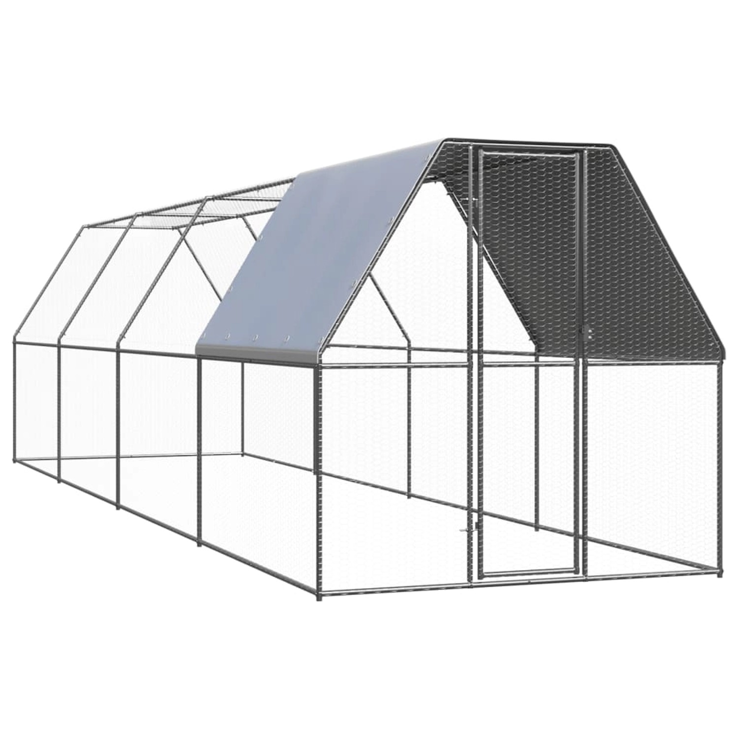 vidaXL Outdoor-Hühnerkäfig 2x8x2 m Verzinkter Stahl Modell 1