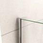 Detailaufnahme: AICA Badewannenaufsatz 120x140cm, Faltwand aus ESG-Glas mit Chromrahmen.