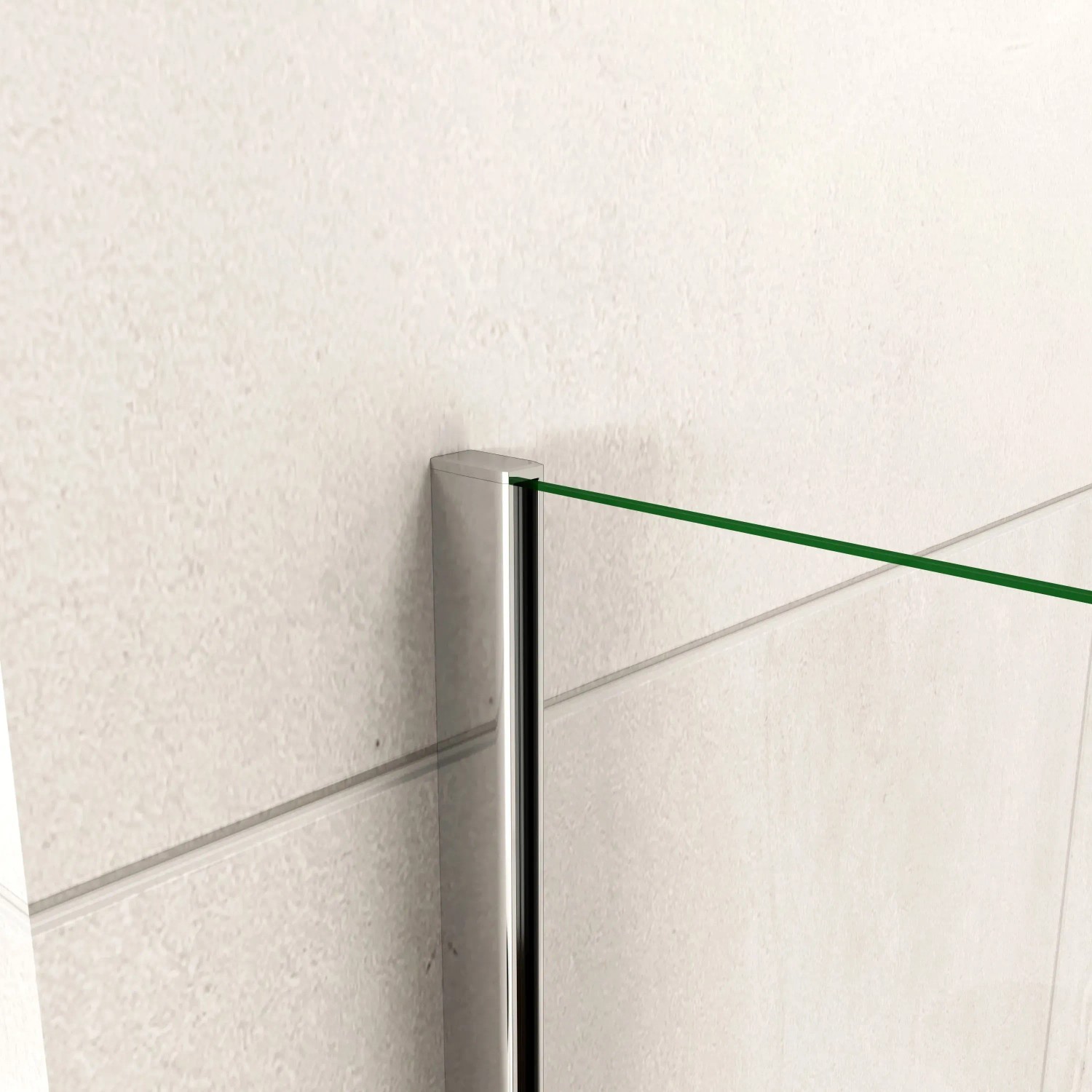 Detailaufnahme: AICA Badewannenaufsatz 120x140cm, Faltwand aus ESG-Glas mit Chromrahmen.