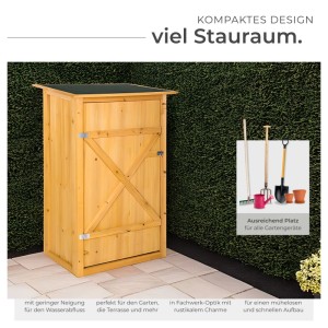 Tectake Gartenschrank Mit Flachdach Taman Aus Imprägniertem Nadelholz Zwei Regalböden  75 x 56 x 118 cm Braun