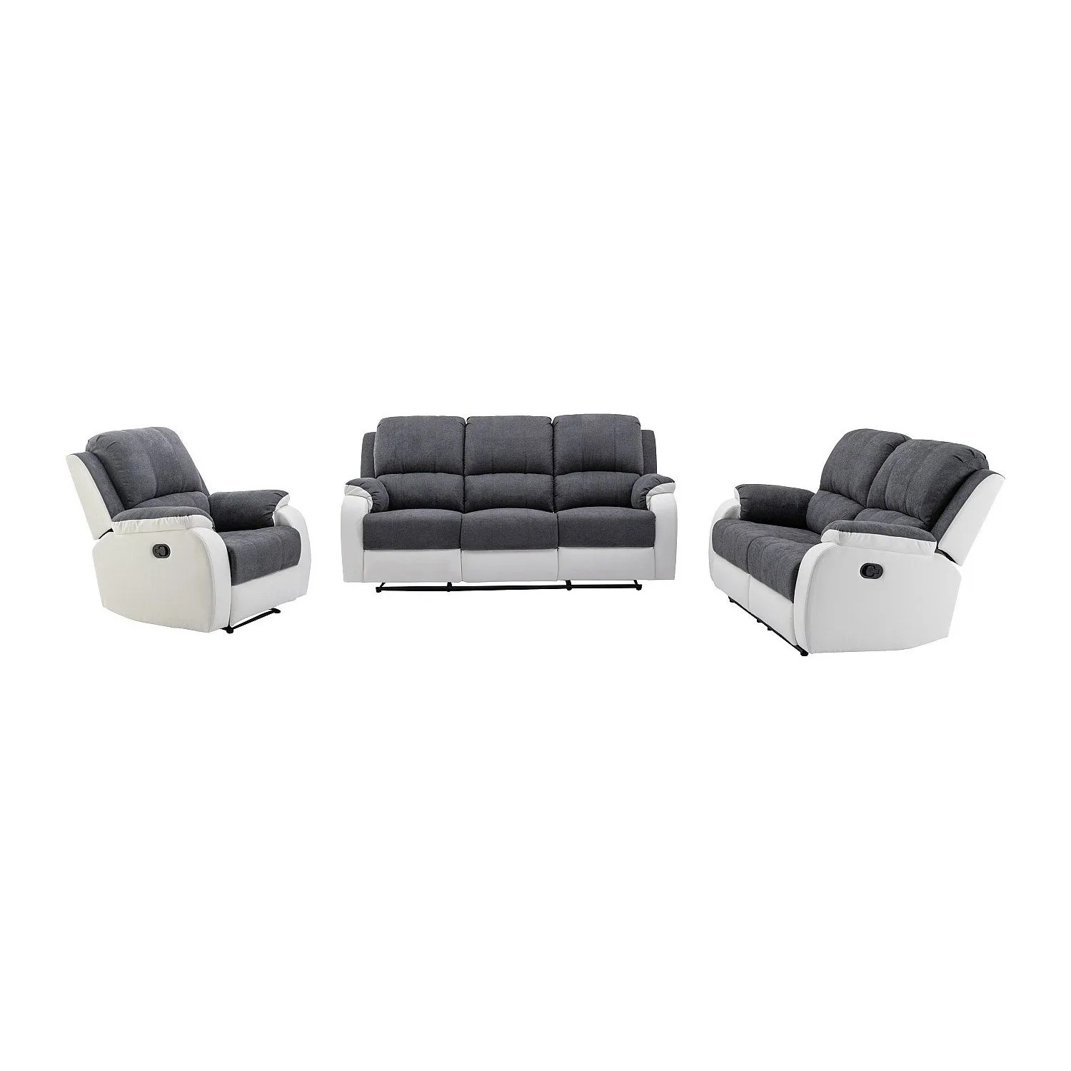 Vente-unique Couchgarnitur Mit Sessel Brody Grau  Weiß 87 cm  148 cm  202 cm