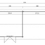 Grundriss Lasita Gartenhaus Amarillo, 710x330 cm, lichtgrau. Holz-Gartenhaus mit Doppeltür.