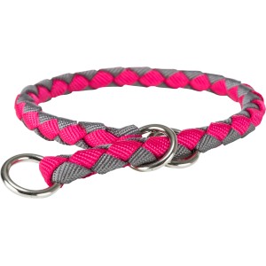 Trixie Zugstopp Halsband Cavo, Größe S, fuchsia/graphit, geflochten mit Zugstopp für Hunde.