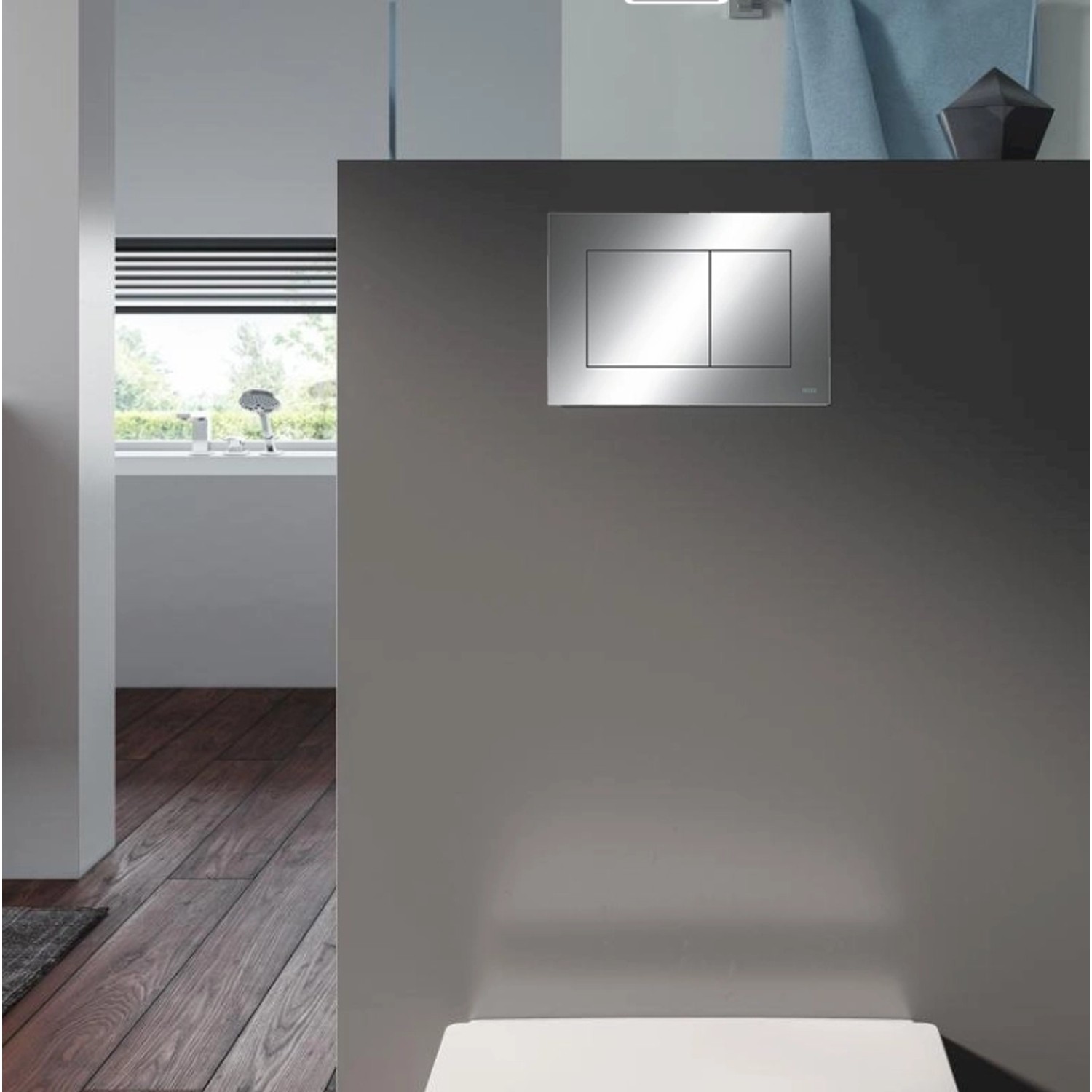 Bad Land WC SET Vorwandelement TECEbase + Toilette ROLO Weiß + Platte Rechteckig in Chrom_3