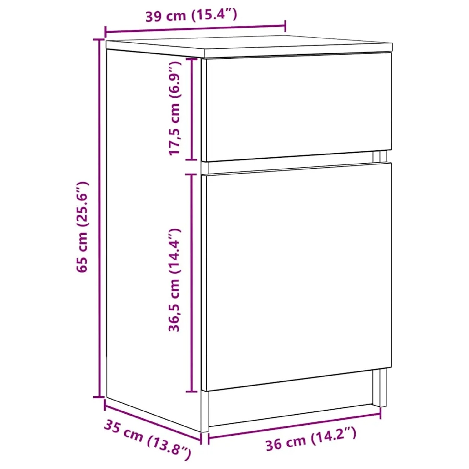 vidaXL Nachttisch Weiß 39x35x65 cm Holzwerkstoff 861319_14