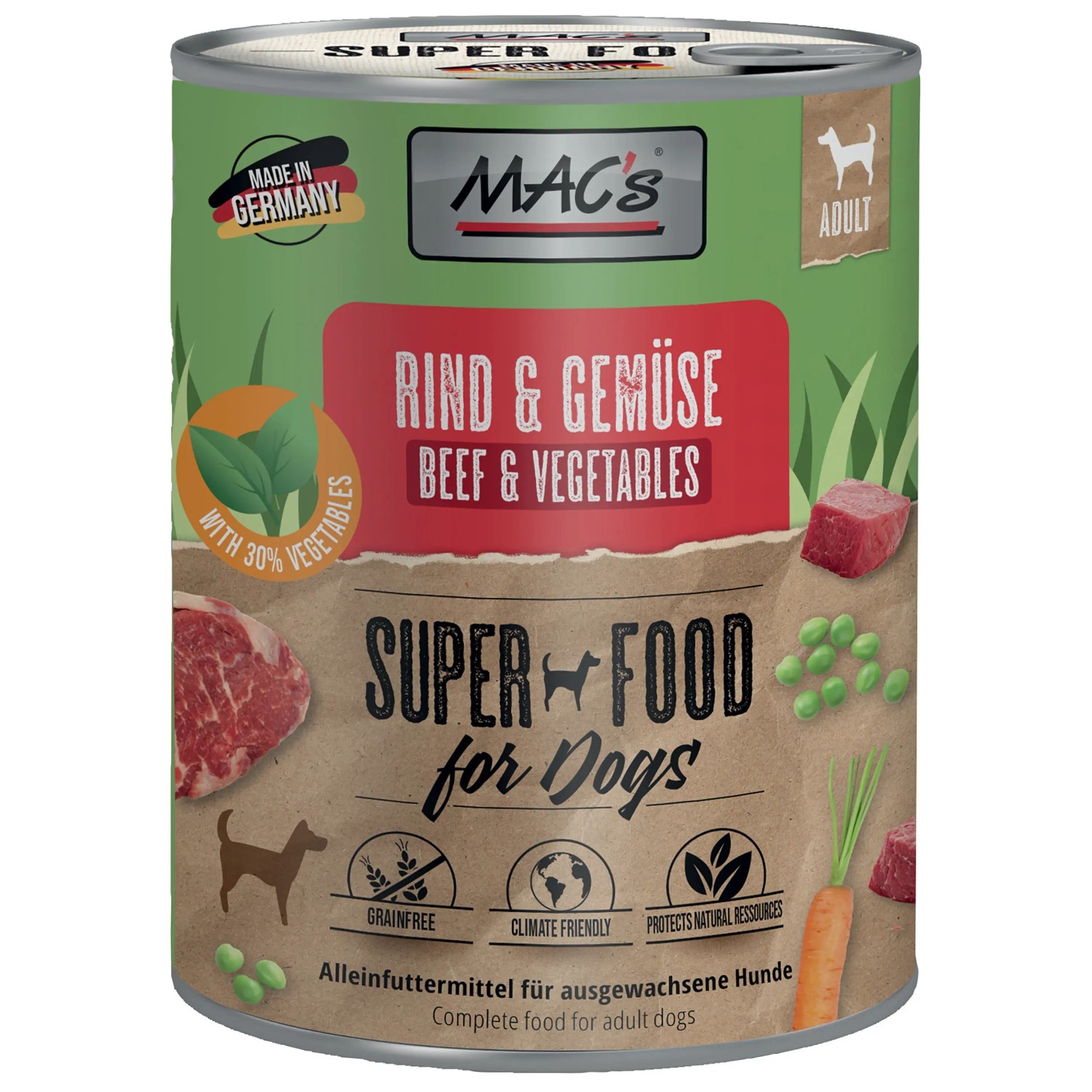 Mac's Dog Hunde-Nassfutter Rind & Gemüse 800 g