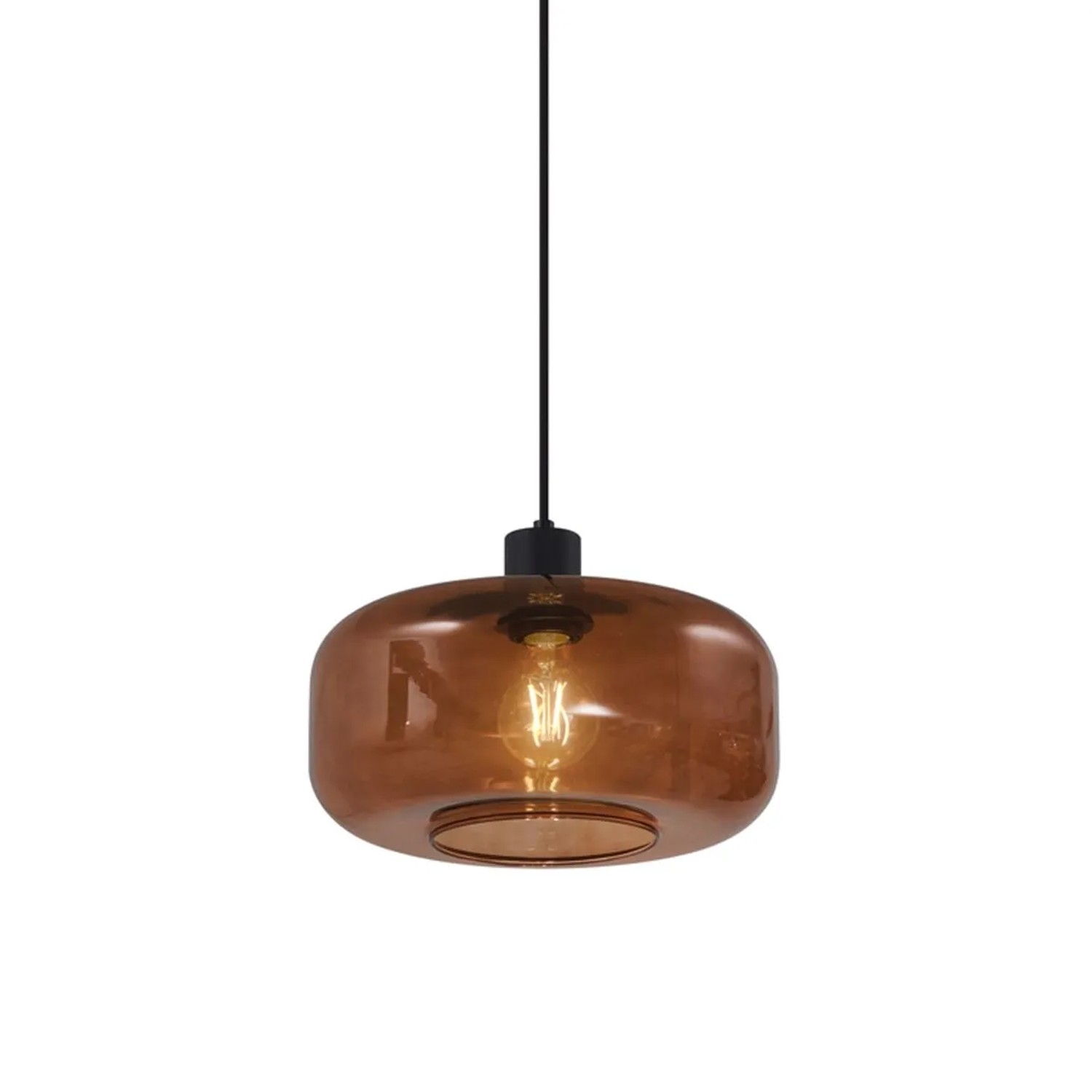 QAZQA Retro-Pendelleuchte Schwarz mit Bronzeglas Bizle