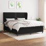 Schwarzes vidaXL Boxspringbett (160x200 cm) mit Matratze und Stoffbezug.