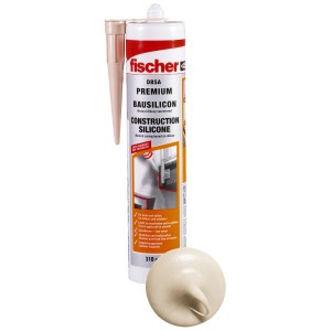 Fischer Bausilicon DBSA Beige, 310ml Kartusche mit Düse und Silikon Klecks.