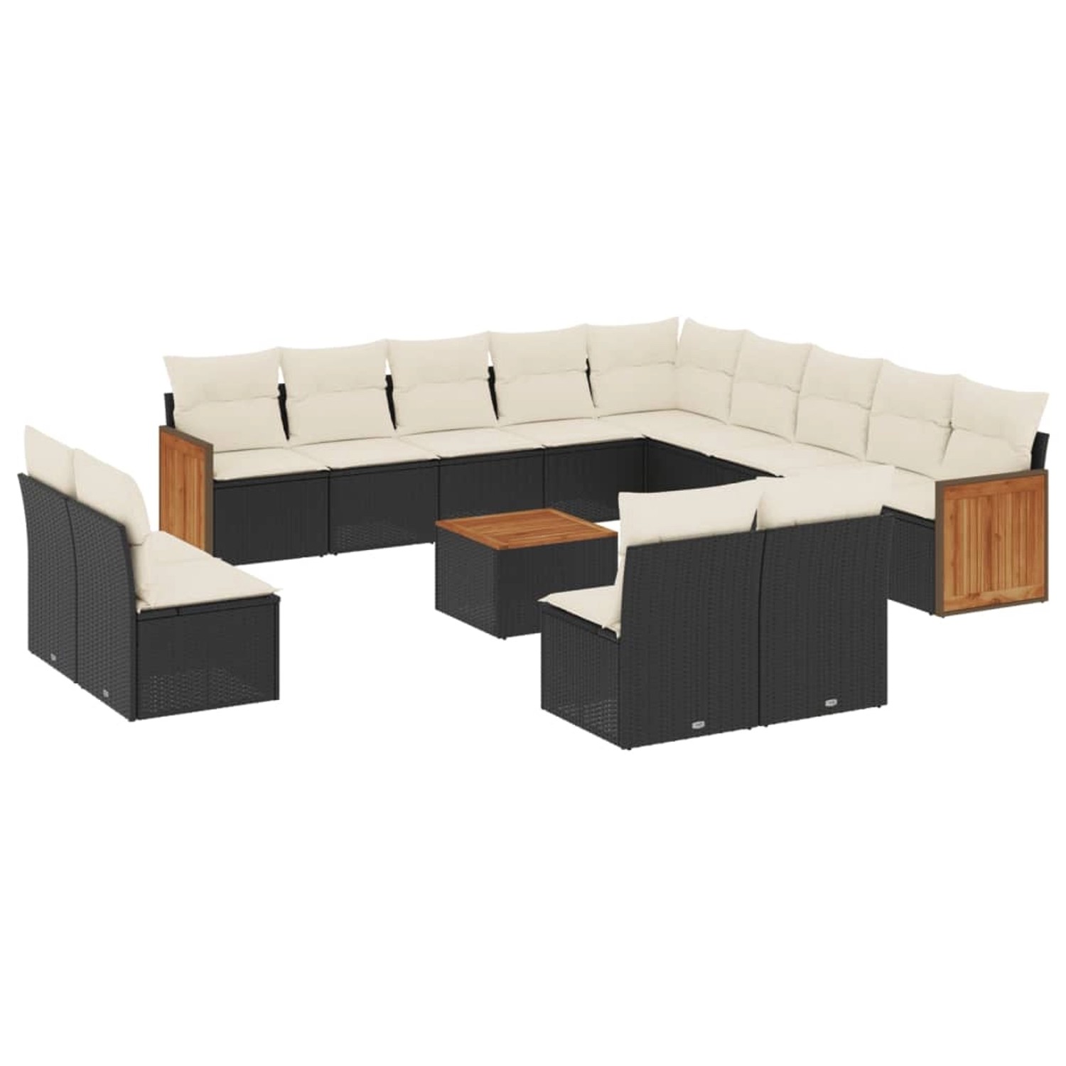 vidaXL 14-Tlg Garten-Sofagarnitur mit Kissen Schwarz Poly Rattan 3228170 günstig online kaufen