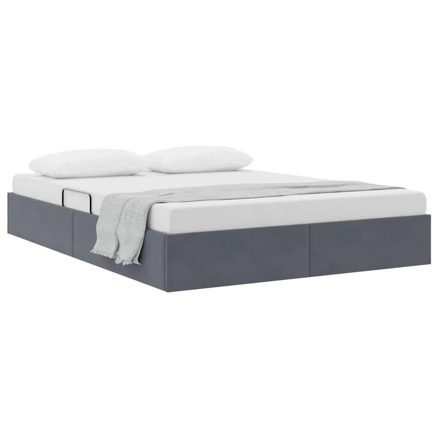 vidaXL Aufbewahrungsbett mit Kopfteil Dunkelgrau 140 x 200 cm Samt 3370101
