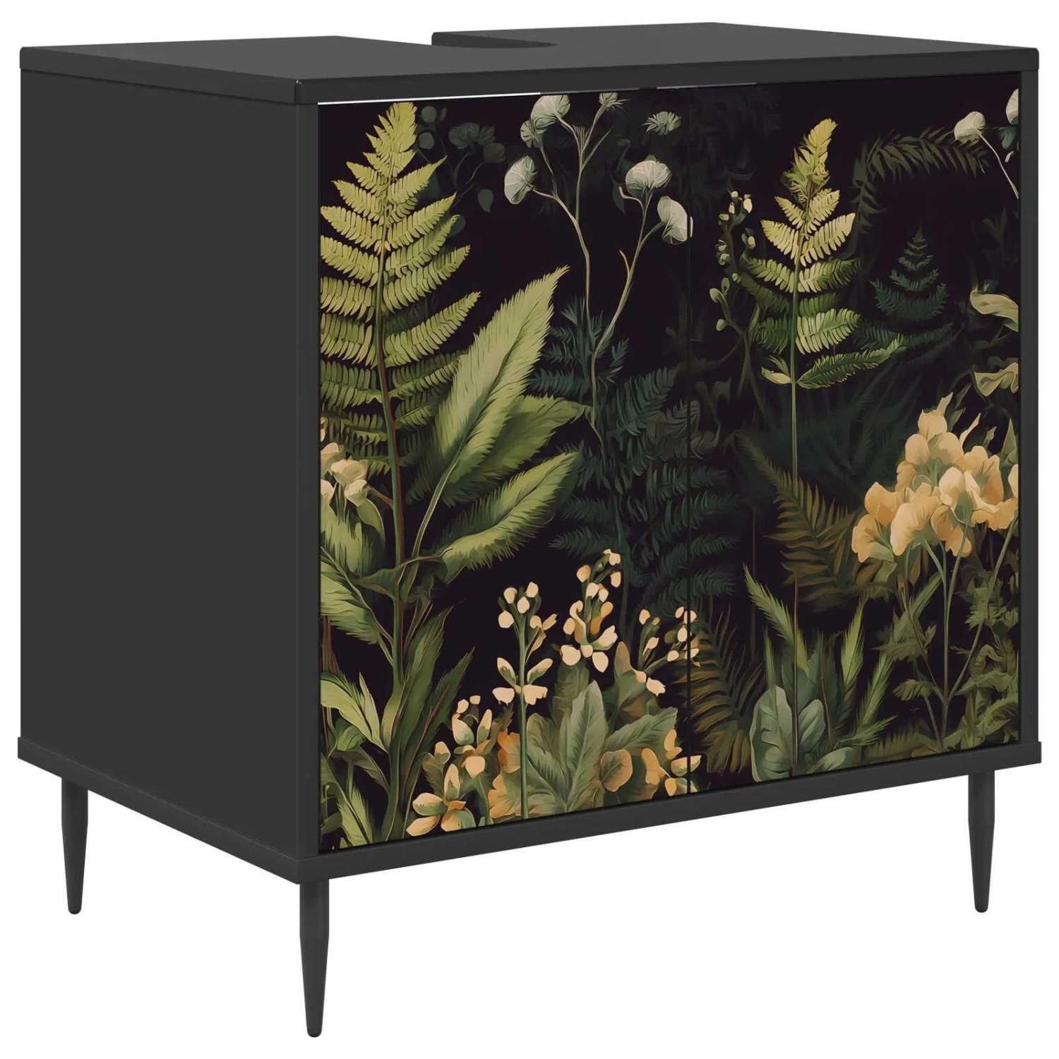vidaXL Badezimmerschrank RHENEN Schwarz Eichen-Optik 60 x 40 x 61 cm 8007409