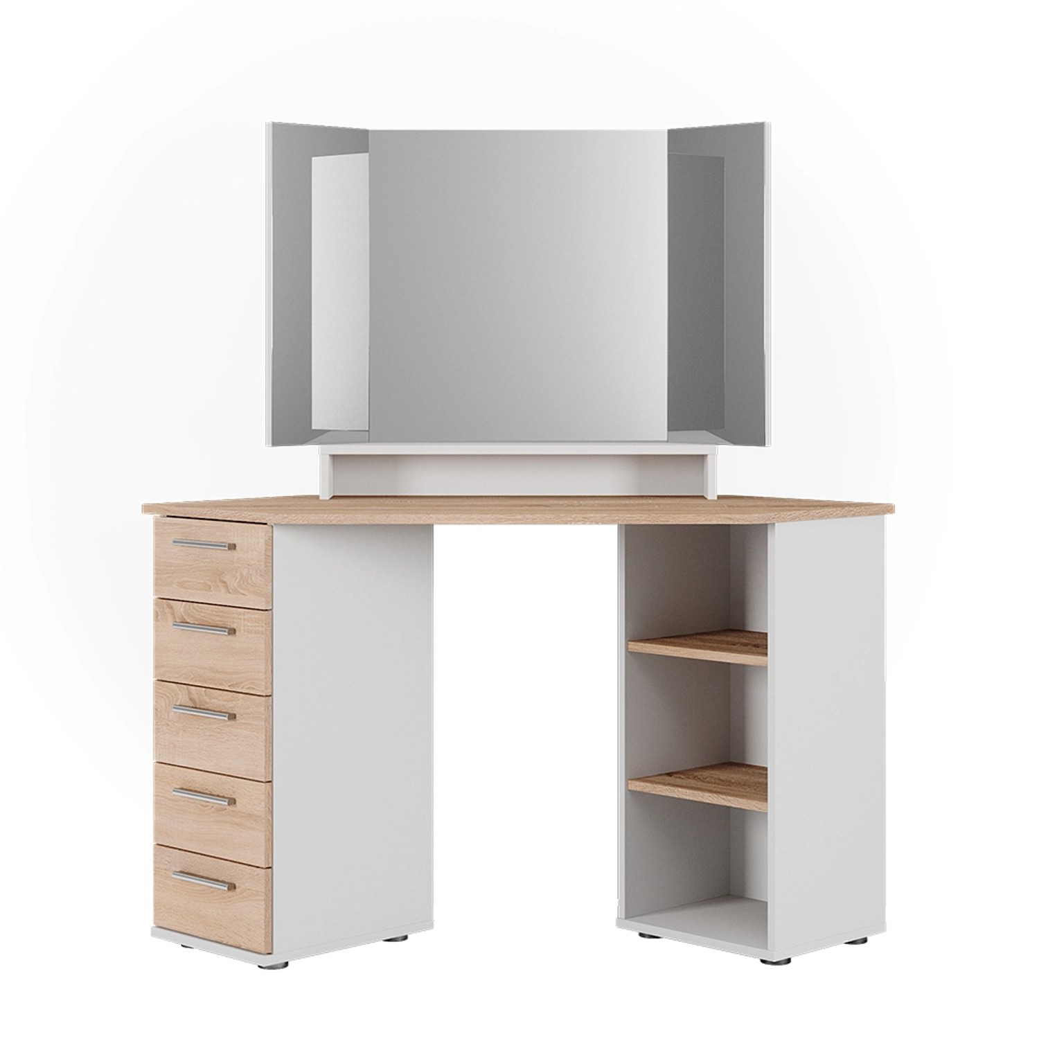 Vicco Eckschminktisch Sofia Weiß/Sonoma/Sonoma 128.4 cm günstig online kaufen