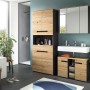 Hochschrank Canu in Artisan/Grau (193x76x34 cm) im modernen Badezimmer. Bad-Standregal mit viel Stauraum.