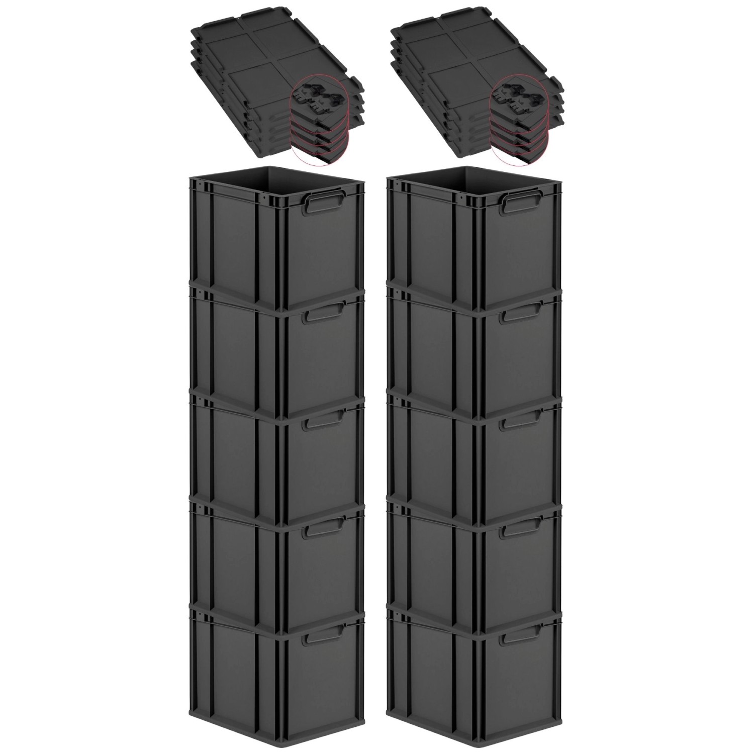 PROREGAL SuperSparSet 10x Eurobox Nextgen Grip Mit Scharnierdeckel Und Schw günstig online kaufen