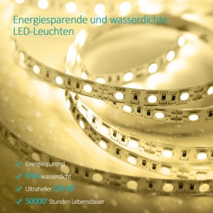 LED-Band mit warmweißen LEDs für Emke Badspiegel mit Beleuchtung. Energiesparend und wasserdicht.