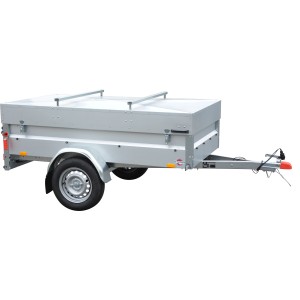 Stema Anhänger Basic 750 mit Metalldeckel, ungebremst, silberfarben. Ideal für sicheren Transport.