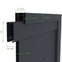 Detailansicht Schiebetor Cimone: Aluminiumprofil mit Maßangaben.