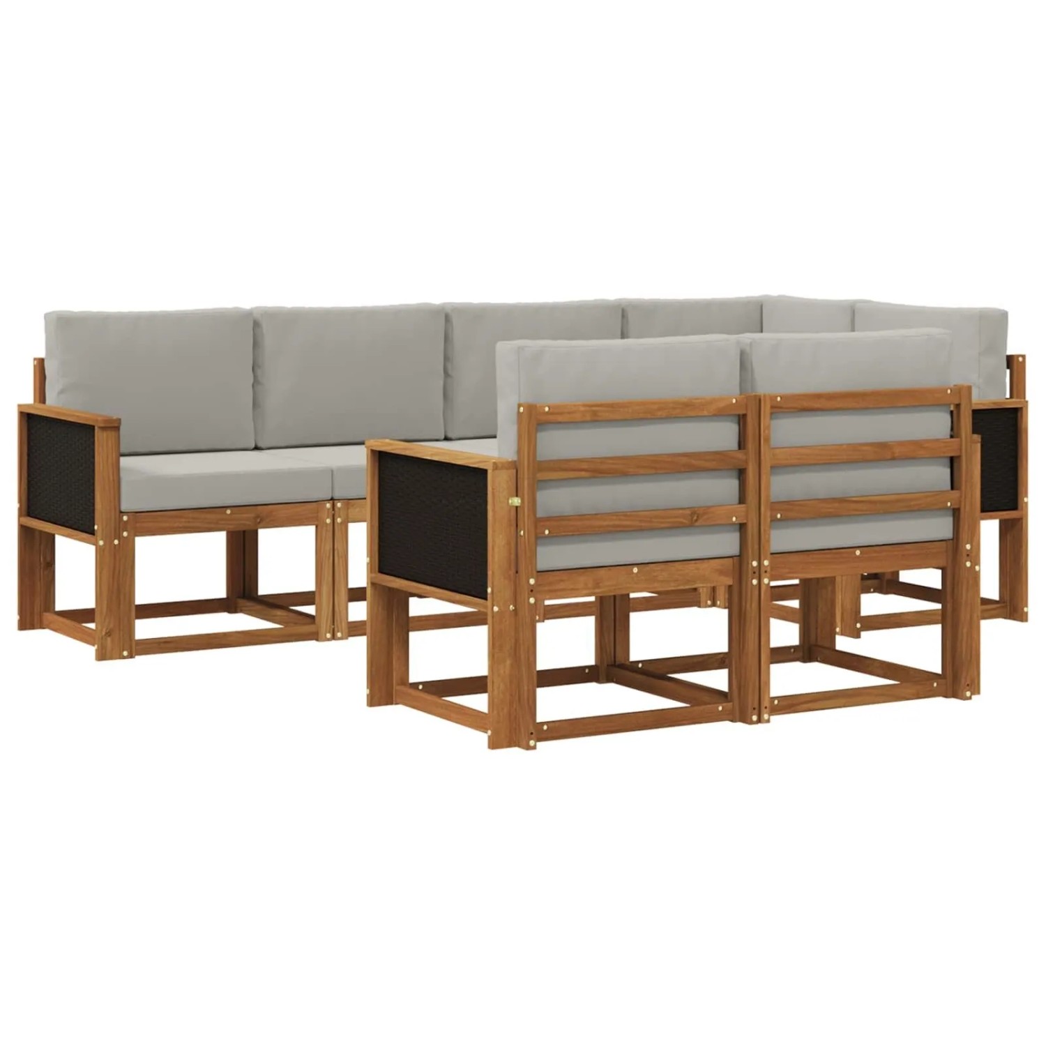 vidaXL Outdoor-Sofagarnitur 7 Stk Natur und Hellgrau Polyester 3385282