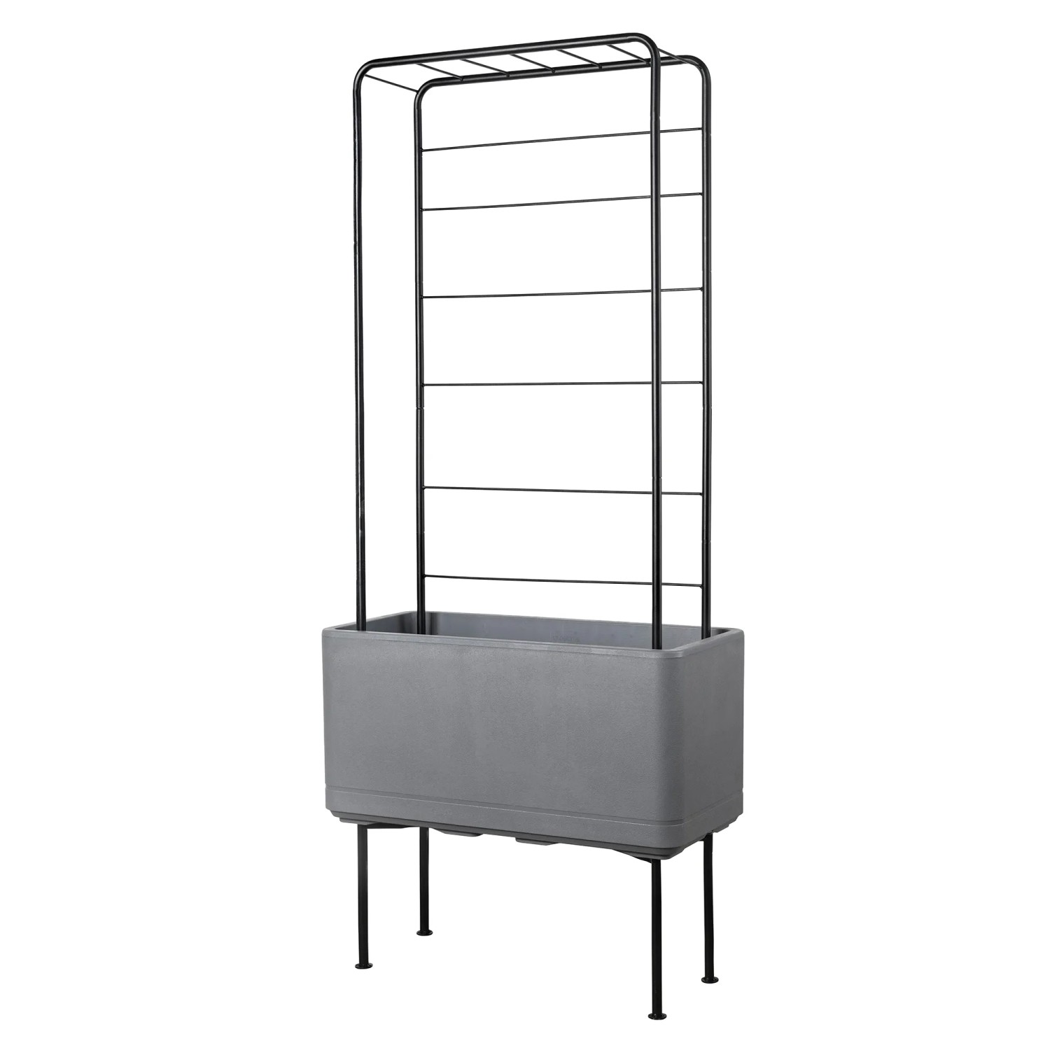 Deroma Cosmo Pflanzkasten mit Rankhilfe und Standfuß, schwarz. Ideal für Garten und Balkon.