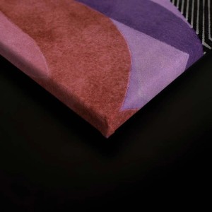 Detailansicht: Abstraktes Wandbild in Pink, Rot und Lila. Leinwandbild für moderne Wanddekoration.