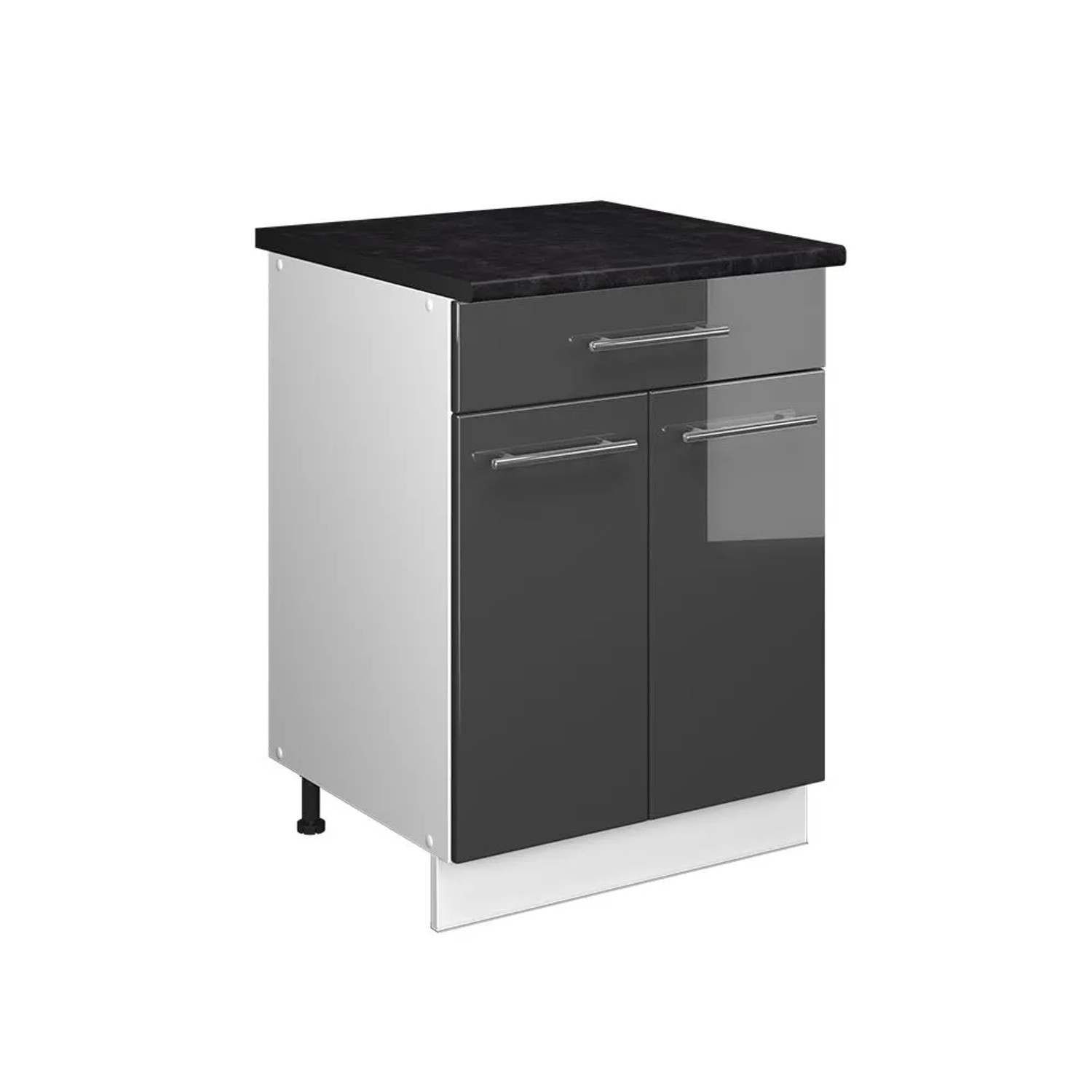 Vicco Unterschrank für Spüle/Kochfeld Fame-Line Anthrazit Hochglanz/Weiß 60 x 82 mit Schublade AP Anthrazit Art Nr 60949