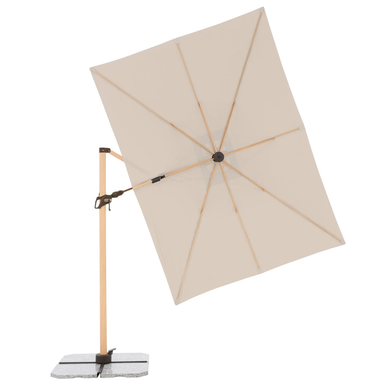 Doppler Ampelschirm Alu Wood 300x220 cm Natur mit Kurbel, rechteckiger Sonnenschirm