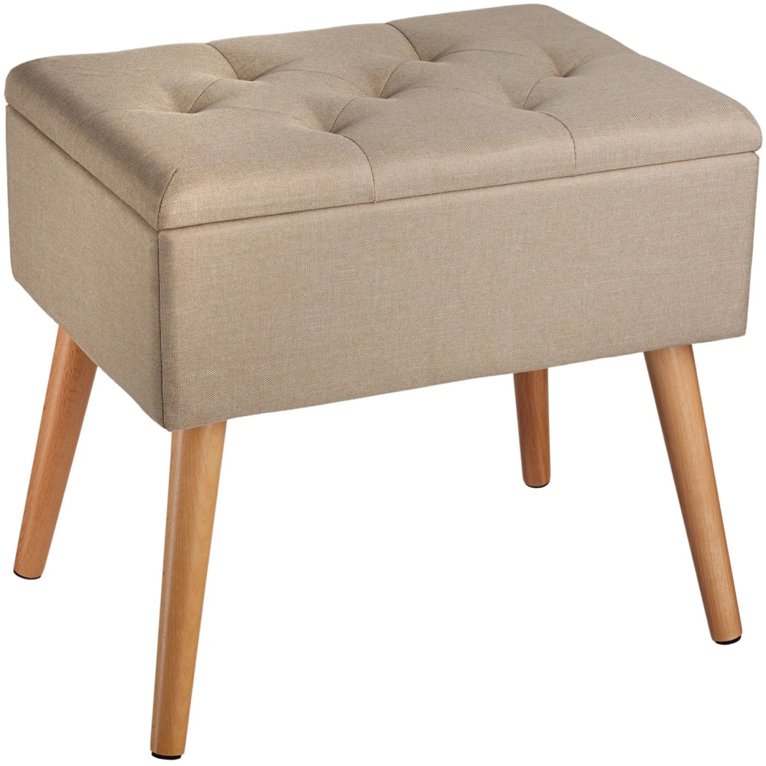 Tectake Sitzbank Ranya Gepolstert  In Leinenoptik Mit Großem Staufach  51 x 37 50 x 45 50 cm Sand