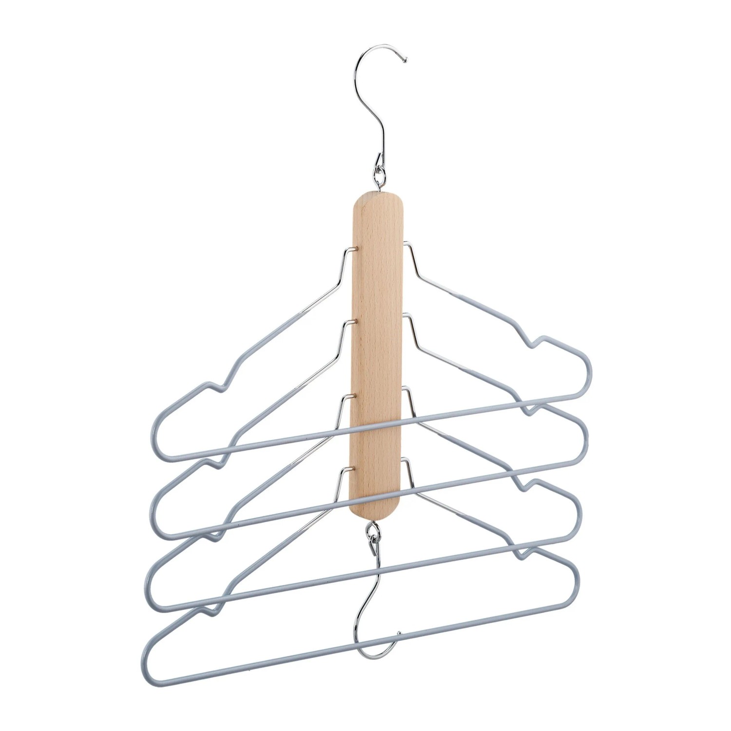 Relaxdays Mehrfach Kleiderbügel Holz Natur Platzsparend Rutschfest 45 cm x 40 cm x 2 cm, 400 g