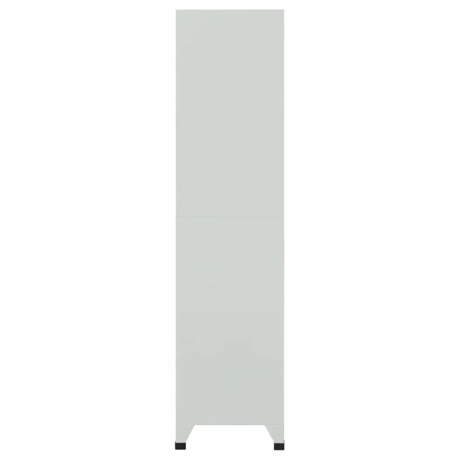 Grauer Schließfachschrank aus Stahl mit 6 Fächern, 90x45x180 cm, für Büro oder Werkstatt.